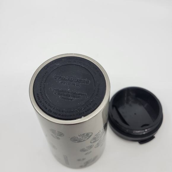 2014 Starbucks Mermaid Logo Circles Silver Stainless Steel Tumbler Travel Mug - Picture 8 of 11